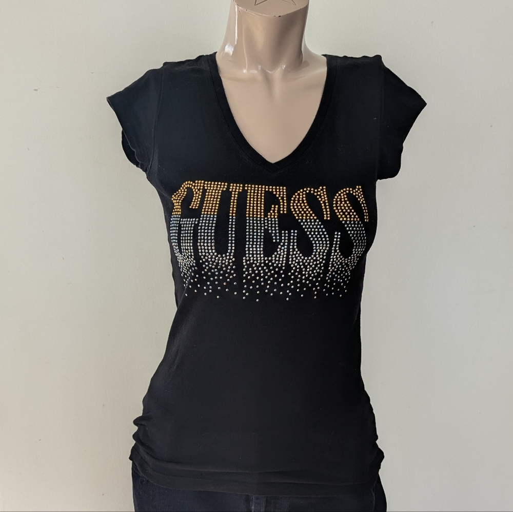 Guess Black Tee with Gold Accents